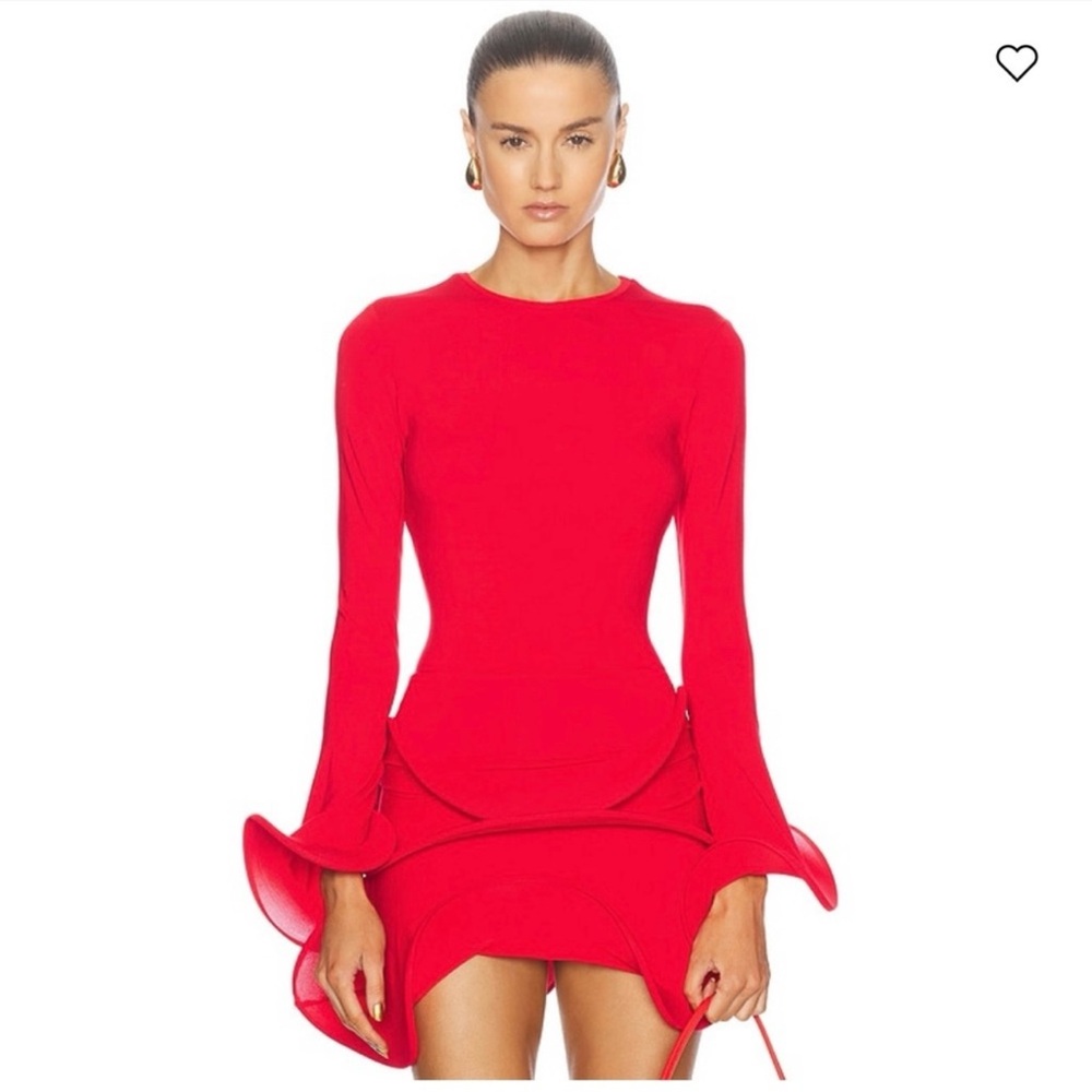 Sid Neigum Wave Red Long Sleeve Blouse Top XS